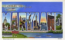 'Greetings from Maryland', postcard, 1939. Artist: Unknown