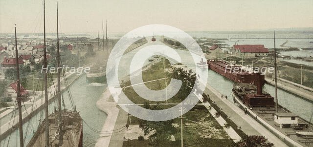The Locks, Sault Ste. Marie, Michigan, ca 1900. Creator: Unknown.
