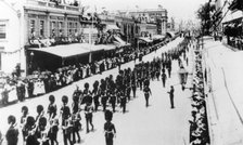 Procession with the Imperial Troops, Queen Street, Brisbane, Queensland, 1901. Creator: Unknown.