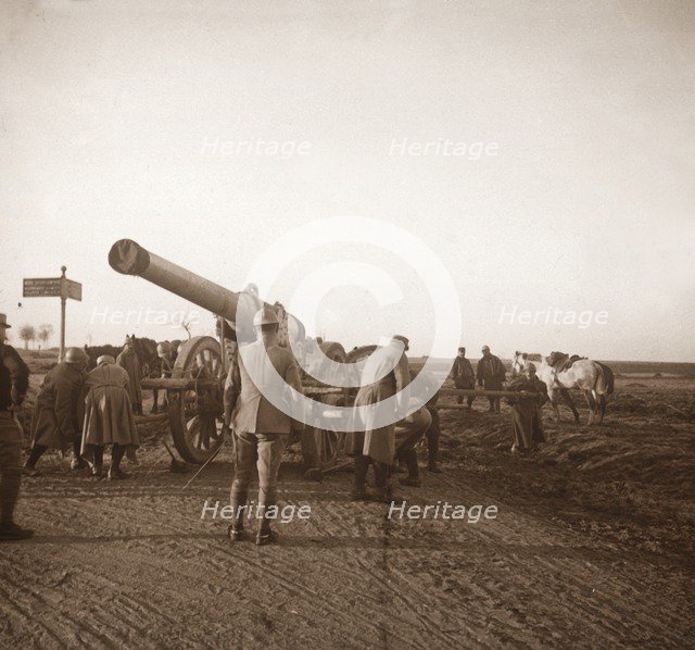 Broken down heavy artillery, Somme, northern France, c1914-c1918. Artist: Unknown.