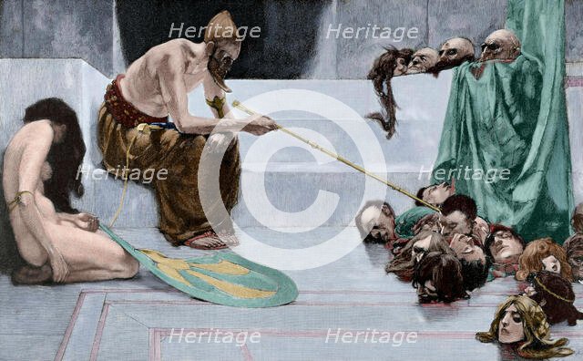 The purge of Jehu, King of Israel, by his enemies of the house of Ahab, 19th century.  Creator: Bong.