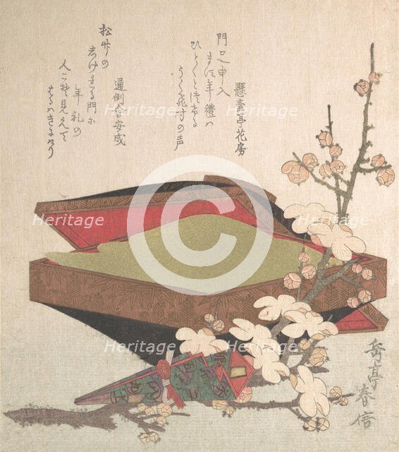 Plum Blossoms and Cake-Box, 1819. Creator: Gakutei.