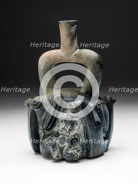 Stirrup-Spout Vessel with Feline and Cactus, 900/200 B.C. Creator: Unknown.