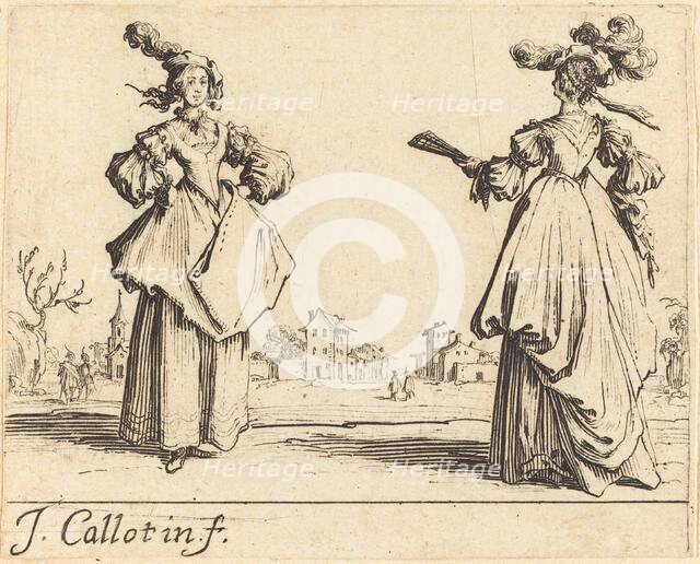 Two Society Women, c. 1623. Creator: Jacques Callot.