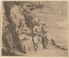 Peasant Couple Sitting under a Tree, c. 1630/1660. Creator: Willem Basse.