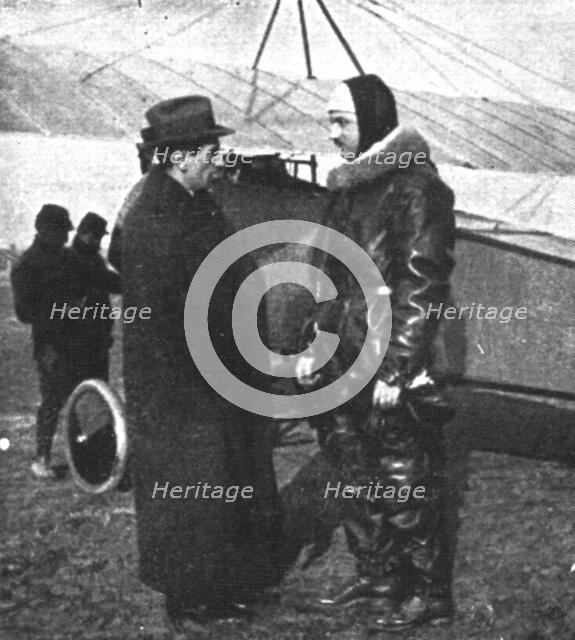 ''Ceux de l'air et ceux de la route; Roland Garros en tenue de combat', 1914. Creator: Unknown.