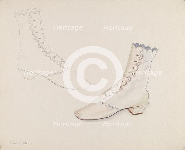 Quaker Wedding Shoes, c. 1936. Creator: Gwyneth King.