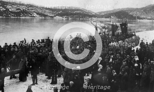 Funeral procession: Farewell to V.M. Kruchiny on his last journey, 1917-1923. Creator: Unknown.