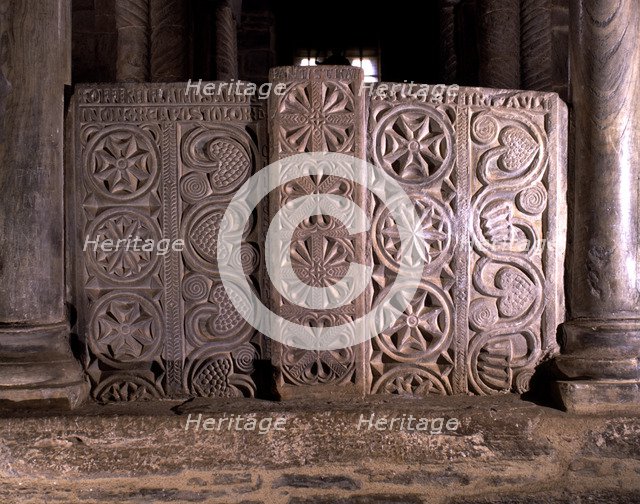 Church of Santa Cristina de Lena. Visigothic chancel screen used as an altar.