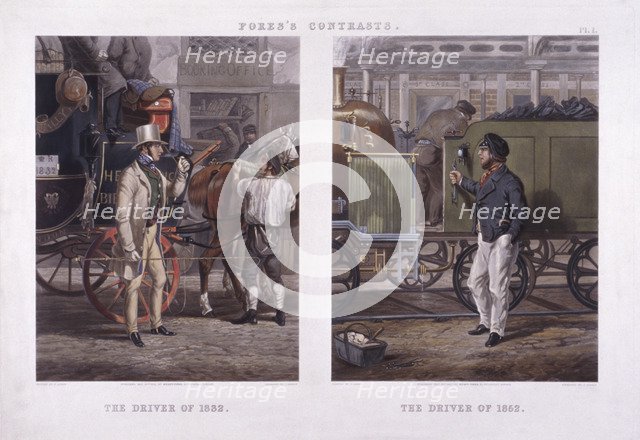 'The Driver of 1832' and 'The Driver of 1852'. Artist: J Harris
