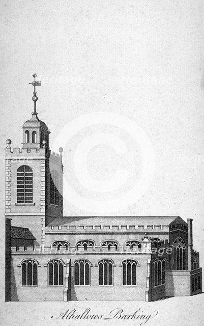 All Hallows-by-the-Tower Church, London, c1750. Artist: Benjamin Cole