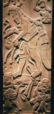 Mayan stela showing human sacrifice. Artist: Unknown
