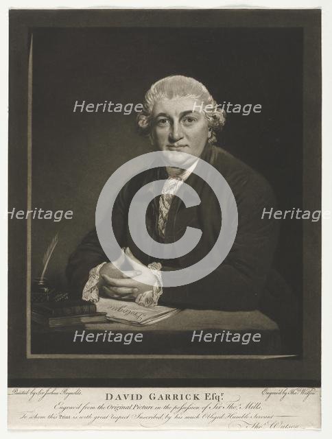 David Garrick, 1779. Creator: Thomas Watson (British, 1743 (?)-1781).