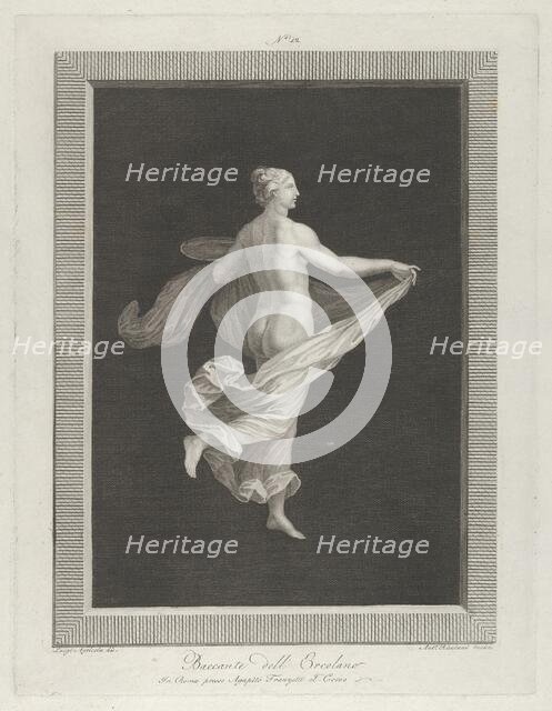 A partly naked bacchante seen from behind, facing right and holding an oval d..., ca. 1795-ca. 1820. Creator: Antonio Ricciani.
