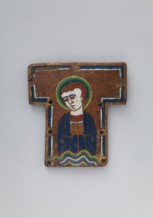 Plaque from a Cross with a Saint or Angel Holding the Host, French, ca. 1190-1200. Creator: Unknown.