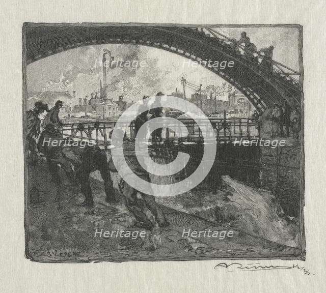 The Lock of the St. Martin Canal, 1890. Creator: Auguste Louis Lepère (French, 1849-1918).