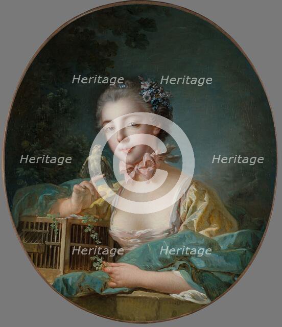 Portrait présumé de Marie-Emilie Baudouin, fille du peintre, c.1758 — 1760. Creator: Francois Boucher.