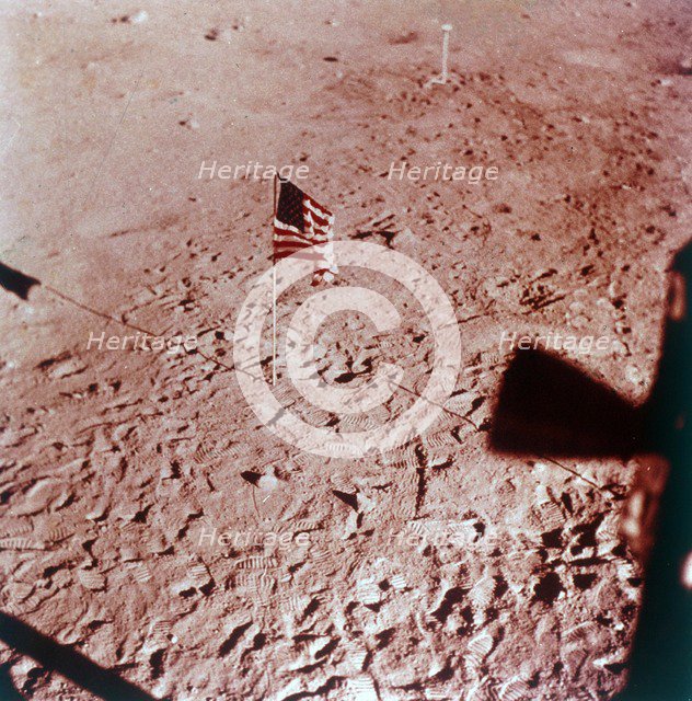 US flag on the Moon, Apollo 11 mission, July 1969.  Creator: Neil Armstrong.