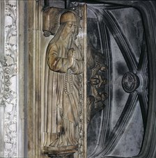 Tomb in the church of San Francisco de Palma de Mallorca with the recumbent statue of Ramon Llull…