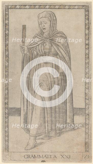 Grammatica (Grammar), c. 1465. Creator: Master of the E-Series Tarocchi.
