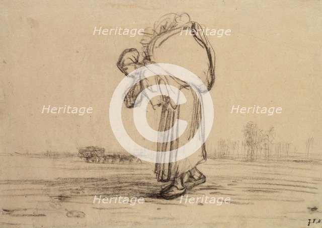 Woman carrying a Sack on her Back, c1851-1855. Artist: Jean Francois Millet.