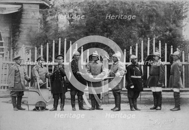 Irkutsk police fire brigade. Uniform: home uniform, fire-work uniform, dress uniform, 1894. Creator: R Prorokov.
