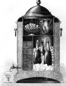 Champagne cooler with ice water on tap, 1872. Artist: Unknown