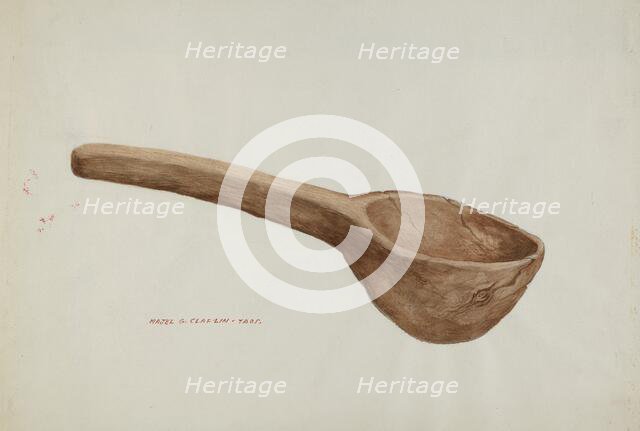 Wooden Ladle, c. 1937. Creator: Majel G. Claflin.