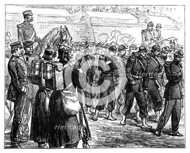 The French Troops leaving Metz, c1870. Artist: Unknown