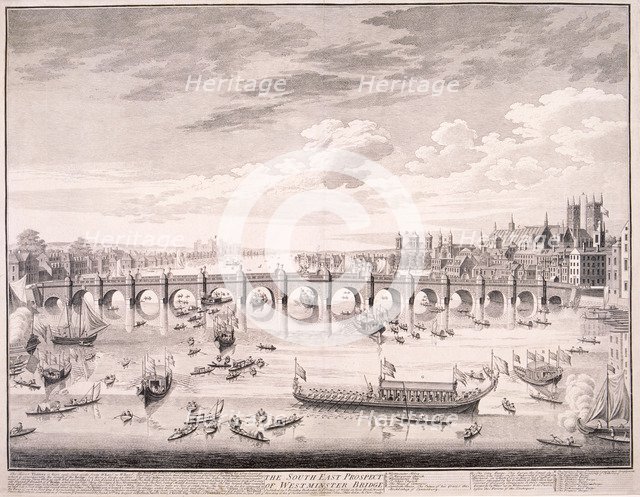 Westminster Bridge, 1747. Artist: Samuel Wale