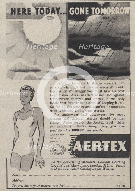 Aertex clothing, 1939. Artist: Unknown