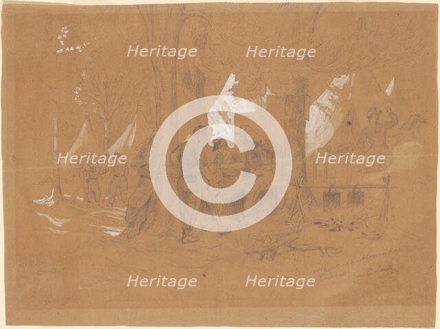 Camp Ellsworth, Near Alexandria?Five Zouaves, c. 1860s. Creator: Emanuel Gottlieb Leutze.