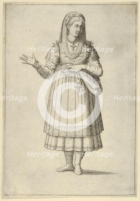 Girl from the Island of Paros, from 'Les quatre premiers livres des navigations et pérégri..., 1568. Creator: Anon.