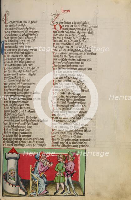 The Punishment of a Heretic; Weltchronik, about 1400-1410. Creator: Unknown.