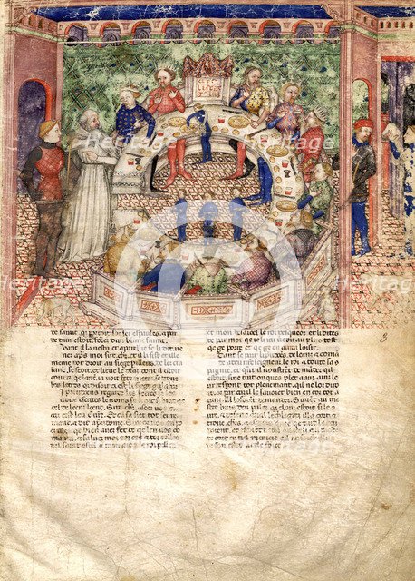 The Knights of the Round (Miniature from La Quête du Saint Graal et la Mort d'Arthus), ca 1220. Artist: Anonymous master  