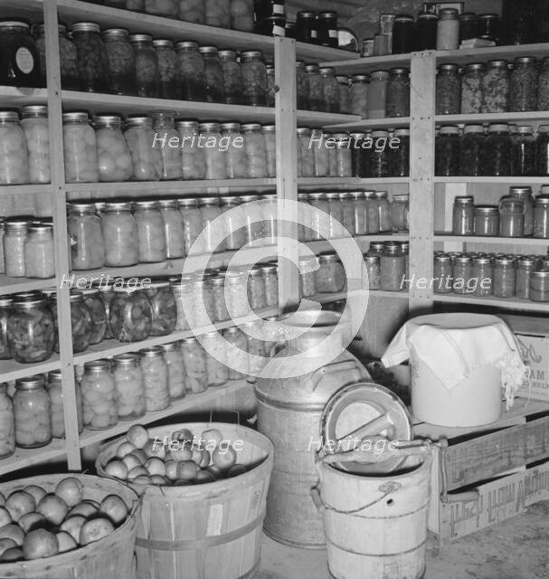 Interior of Mrs. Botner's storage cellar, Nyssa Heights, Malheur County, Oregon, 1939. Creator: Dorothea Lange.