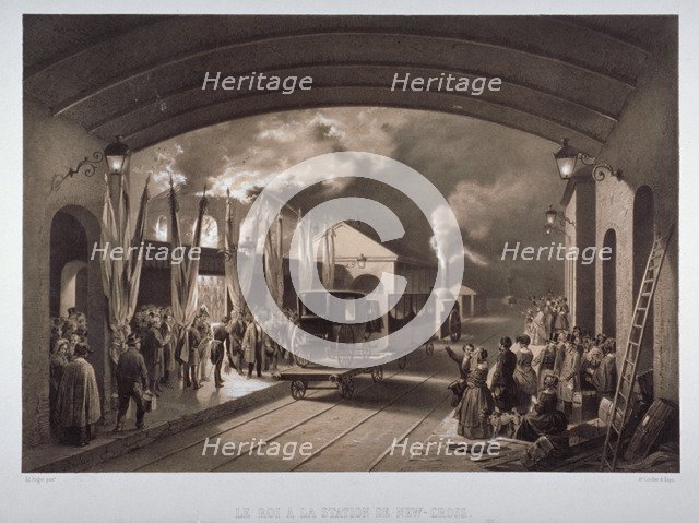 'Le roi a la station de New Cross', 1844.                                              Artist: JB