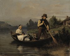 Rowing to the Graveyard, 1861. Creator: Alexandra Frosterus-Saltin.