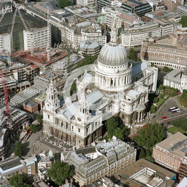 Aerial view of St Paul's Cathedral, City of London, c2000s(?). Artist: Unknown.