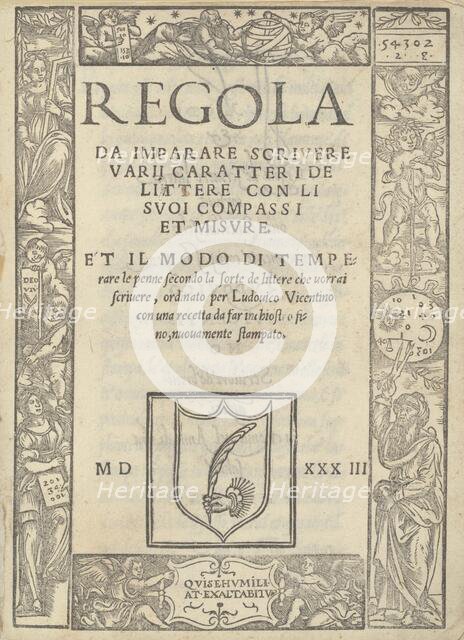 Regola da imparare scrivere varii caratteri de littere con li suoi compassi et misure..., 1533. Creators: Ugo da Carpi, Ludovico Arrighi.