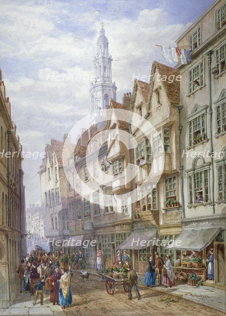 Old houses in Wych Street, Westminster, London, 1873. Artist: William Richardson