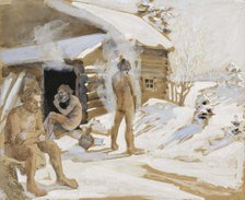 Outside the Sauna, 1891. Creator: Akseli Gallen-Kallela.