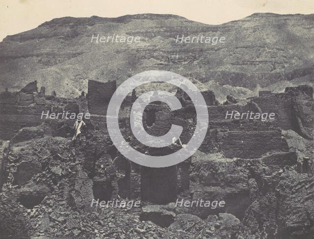 Thebes. Médinet-Habou. Ruines de la ville de Papa, 1850. Creator: Maxime du Camp.