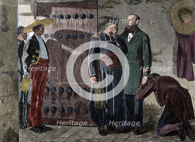 The last moments of Emperor Maximilian I, 1885.  Creator: L Babbage.