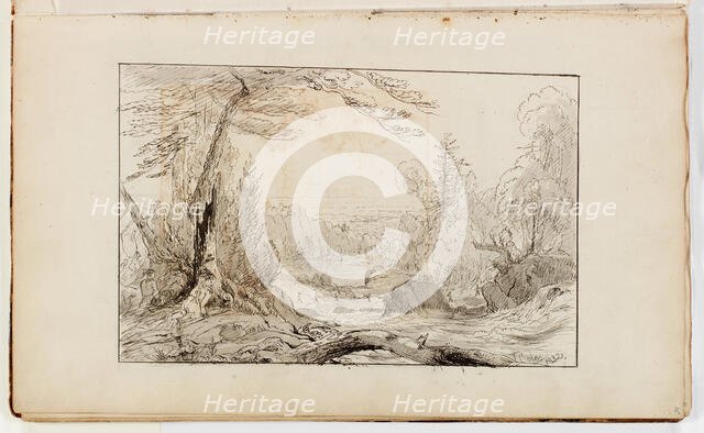 (Untitled, Indians Fording a Rapid River), 1832. Creator: Thomas Cole.