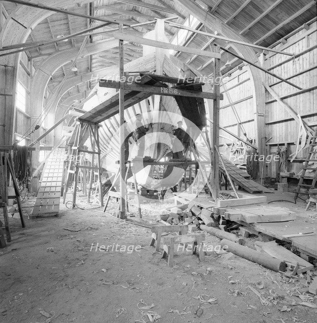 Building of an 82 foot fishing boat at a Landskrona shipyard, Sweden, 1958. Artist: Unknown