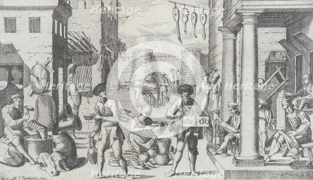 Trades Practiced in Bologna, c1640. Creators: Francesco Curti, Agostino Parisini.
