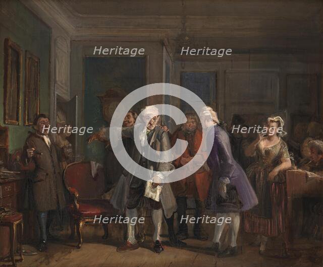 Ludvig Holberg's "Den Stundeslose", act I, scene 6, 1825-1873. Creator: Wilhelm Marstrand.