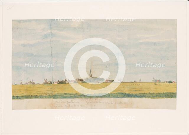 The village of Over-Diemen near Amsterdam on the Zuiderzee, view from land, 1764-1771. Creator: Jan Brandes.