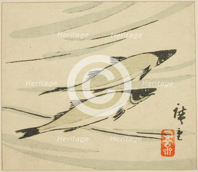 Trout, section of a harimaze sheet, 1858. Creator: Ando Hiroshige.